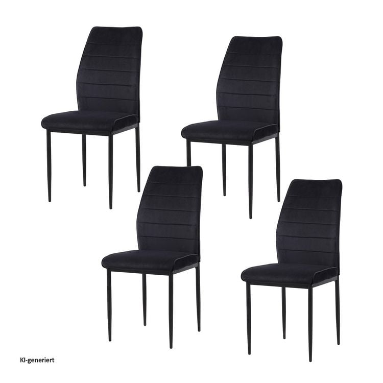 Produktbild: HTI-Living Esszimmerstuhl Madison Samt Schwarz 4er-Set Esszimmerstuhl Madison Samt Schwarz 4er-Set