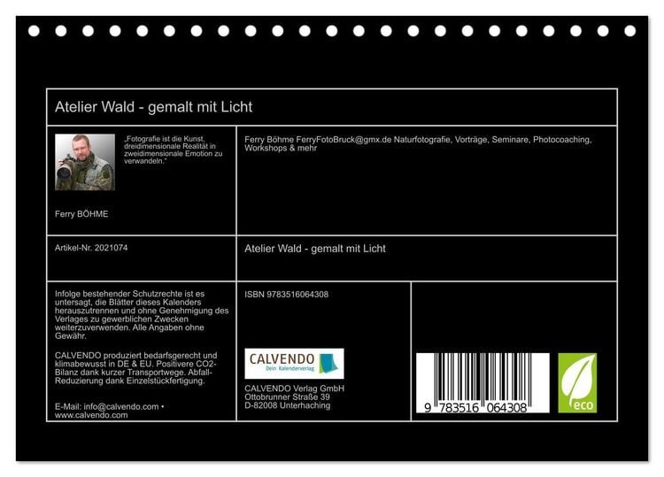 Produktbild: Atelier Wald - gemalt mit Licht (Tischkalender 2026 DIN A5 quer), CALVENDO Monatskalender