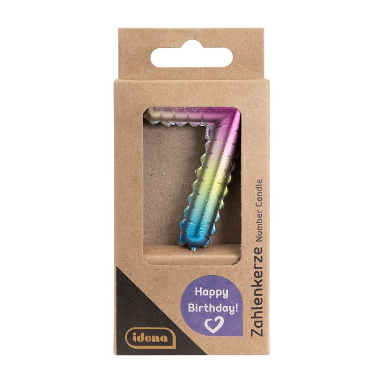 Produktbild: Idena Zahlenkerze 7 Regenbogen metallic