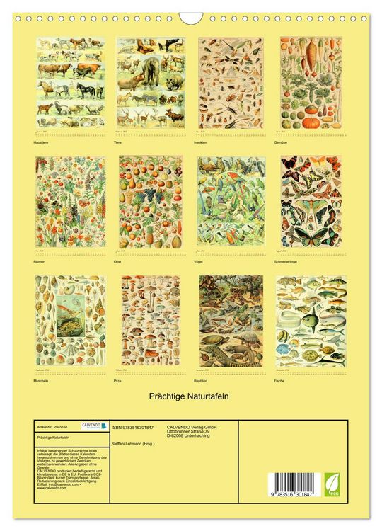 Produktbild: Pr&auml;chtige Naturtafeln (Wandkalender 2026 DIN A3 hoch), CALVENDO Monatskalender