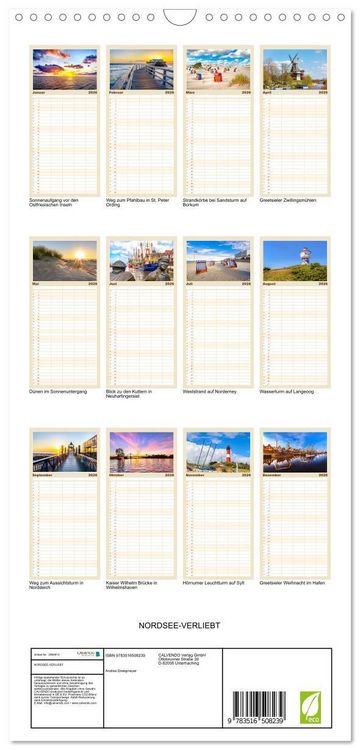 Produktbild: Familienplaner 2026 - NORDSEE-VERLIEBT mit 5 Spalten (Wandkalender, 21 x 45 cm) CALVENDO