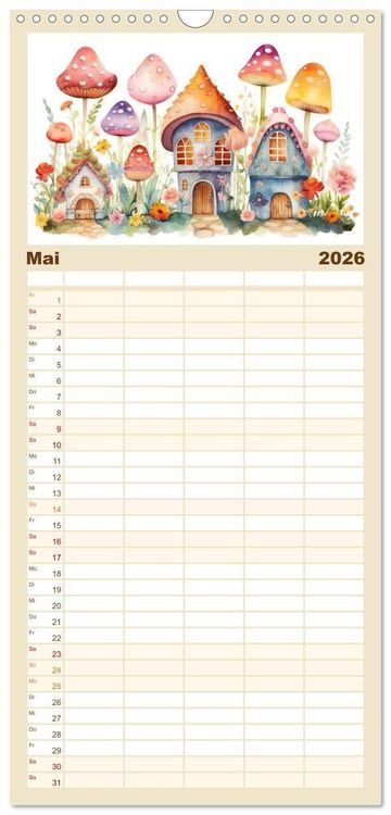 Produktbild: Familienplaner 2026 - M&auml;rchenhafte Feenh&auml;uschen mit 5 Spalten (Wandkalender, 21 x 45 cm) CALVENDO