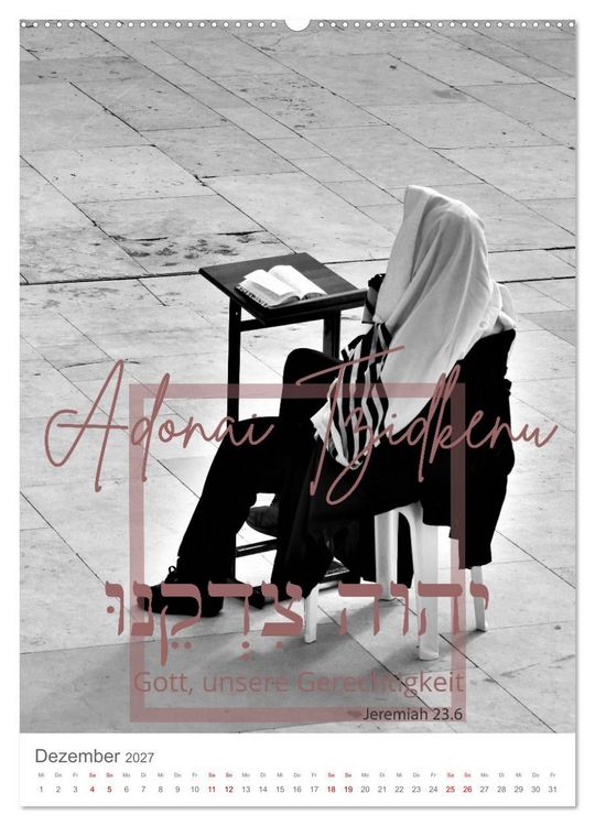 Produktbild: Israel und hebr&auml;ische Namen Gottes (Wandkalender 2027 DIN A2 hoch), CALVENDO Monatskalender