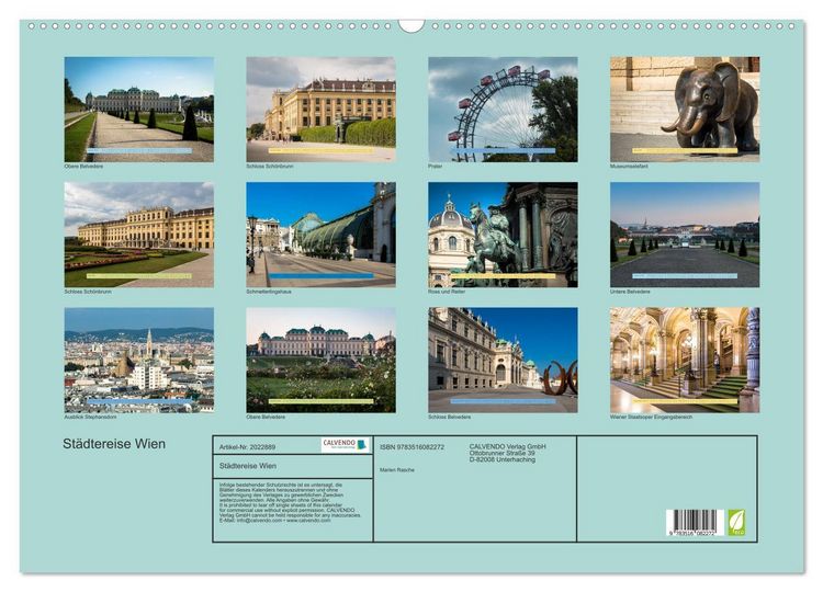 Produktbild: St&auml;dtereise Wien (Wandkalender 2026 DIN A2 quer), CALVENDO Monatskalender