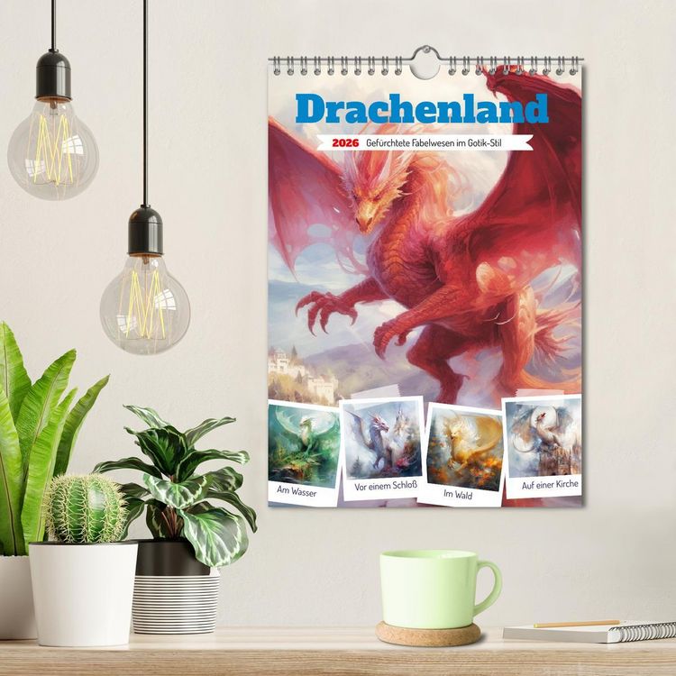 Produktbild: Drachenland. Gef&uuml;rchtete Fabelwesen im Gotik-Stil (Wandkalender 2026 DIN A4 hoch), CALVENDO Monatskalender