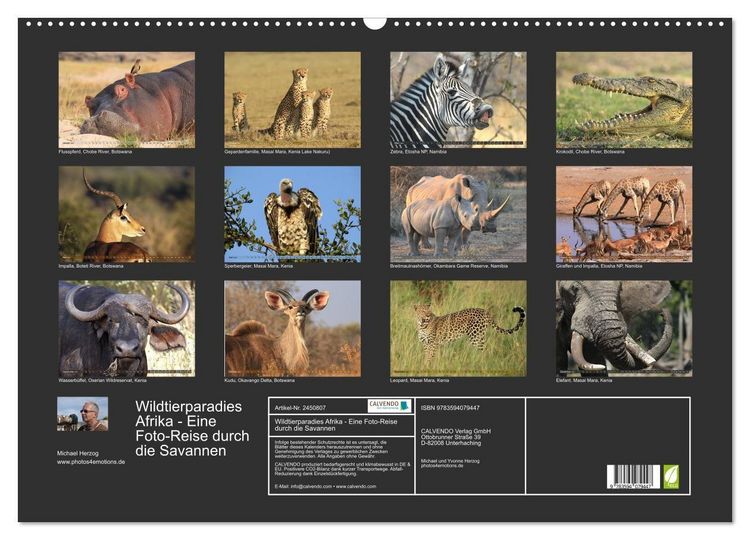 Produktbild: Wildtierparadies Afrika - Eine Foto-Reise durch die Savannen (Wandkalender 2027 DIN A2 quer), CALVENDO Monatskalender