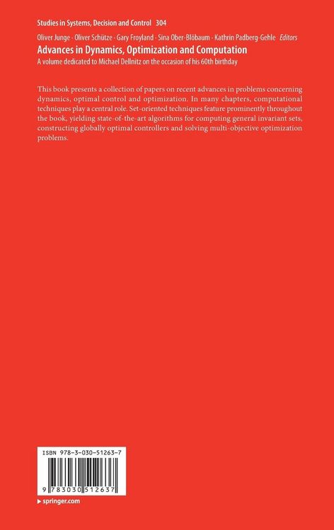 Produktbild: Advances in Dynamics, Optimization and Computation