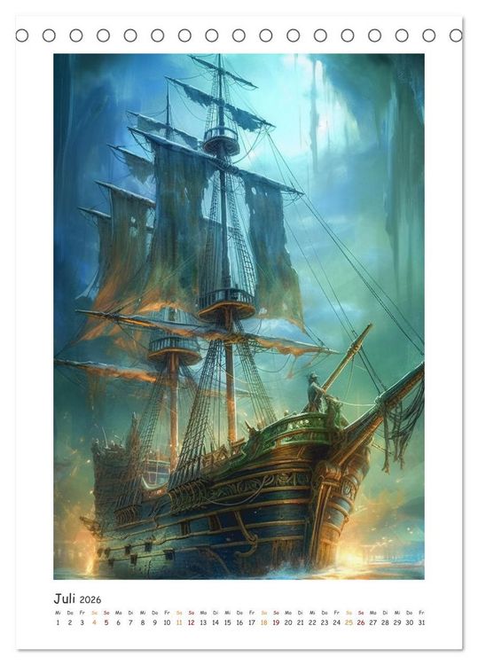 Produktbild: Piratenschiffe (Tischkalender 2026 DIN A5 hoch), CALVENDO Monatskalender