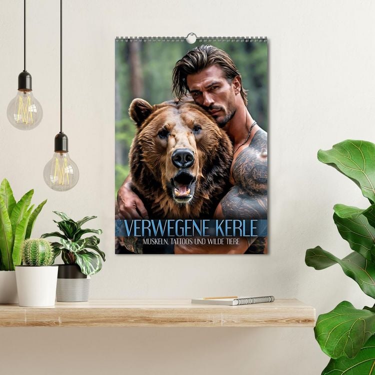 Produktbild: Verwegene Kerle - Muskeln, Tattoos und wilde Tiere (Wandkalender 2026 DIN A3 hoch), CALVENDO Monatskalender