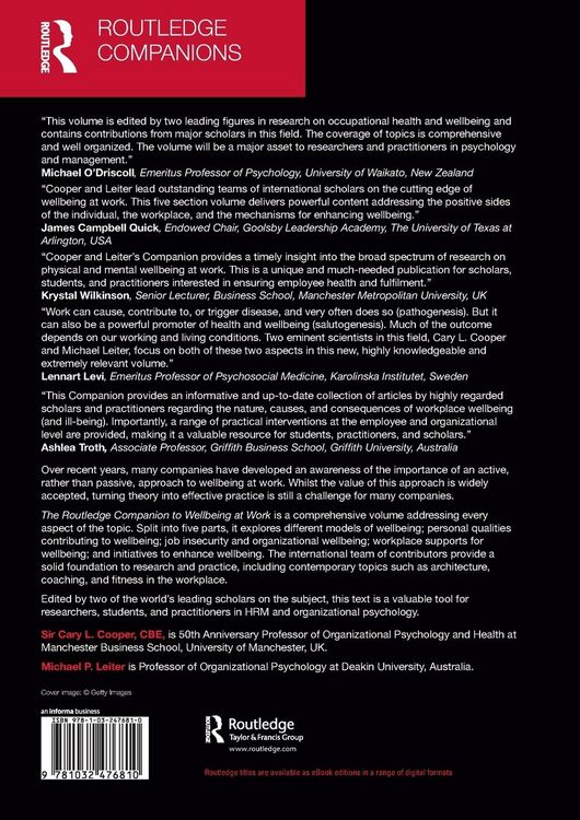 Produktbild: The Routledge Companion to Wellbeing at Work