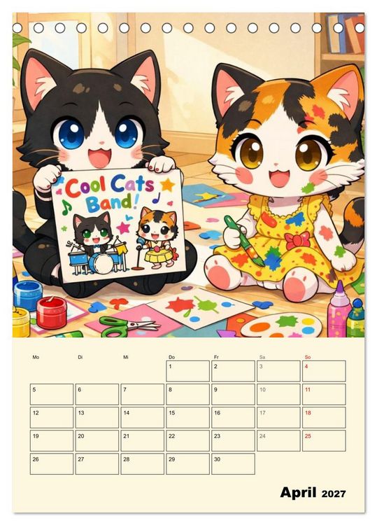 Produktbild: Mia und die Miezband (Tischkalender 2027 DIN A5 hoch), CALVENDO Monatskalender