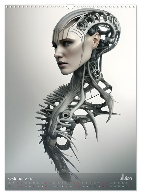 Produktbild: Biomechanic Portrait - Sch&ouml;nheit zwischen Mensch und Maschine (Wandkalender 2026 DIN A3 hoch), CALVENDO Monatskalender