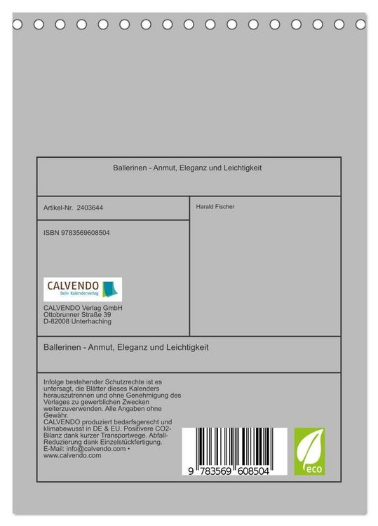 Produktbild: Ballerinen - Anmut, Eleganz und Leichtigkeit (Tischkalender 2027 DIN A5 hoch), CALVENDO Monatskalender