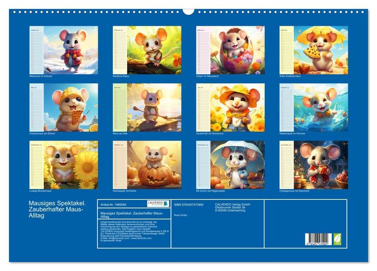 Produktbild: Mausiges Spektakel. Zauberhafter Maus-Alltag (Wandkalender 2026 DIN A2 quer), CALVENDO Monatskalender