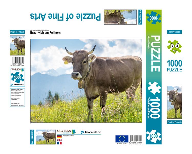 Produktbild: CALVENDO Puzzle Braunvieh am Fellhorn | 1000 Teile Lege-Gr&ouml;&szlig;e 64x48cm Foto-Puzzle f&uuml;r gl&uuml;ckliche Stunden