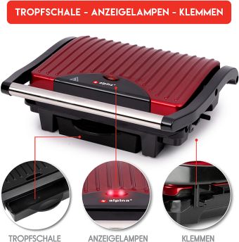 Produktbild: ALPINA Kontaktgrill, 220-240V, 1000W