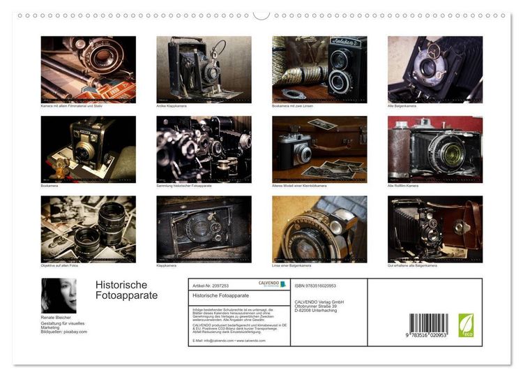 Produktbild: Historische Fotoapparate (hochwertiger Premium Wandkalender 2026 DIN A2 quer), Kunstdruck in Hochglanz