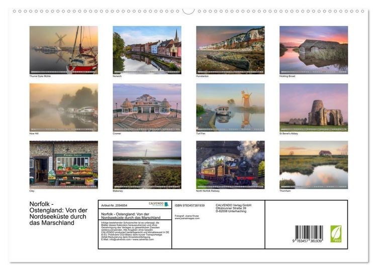Produktbild: Norfolk - Ostengland: Von der Nordseek&uuml;ste durch das Marschland (hochwertiger Premium Wandkalender 2026 DIN A2 quer), Kunstdruck in Hochglanz