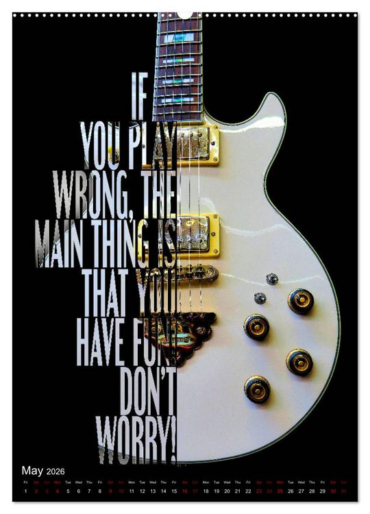Produktbild: Rock Guitar Beauties (High Quality Premium Wall Calendar 2026 DIN A2 portrait),CALVENDO 12 Month Wall Calendar