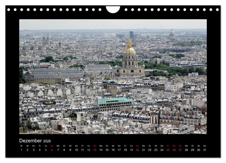 Produktbild: Paris von oben (Wandkalender 2026 DIN A4 quer), CALVENDO Monatskalender