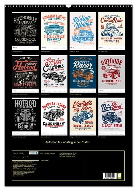Produktbild: Automobile - nostalgische Poster (Wandkalender 2026 DIN A2 hoch), CALVENDO Monatskalender