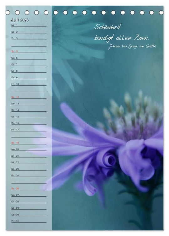 Produktbild: Blumen & Zitate / Geburtstagskalender (Tischkalender 2026 DIN A5 hoch), CALVENDO Monatskalender