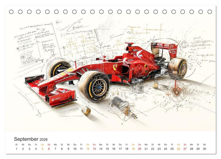 Produktbild: Rennwagen - Design Studien (Tischkalender 2026 DIN A5 quer), CALVENDO Monatskalender