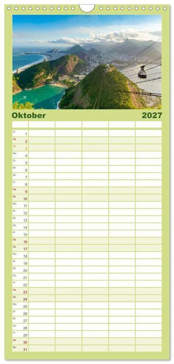 Produktbild: Familienplaner 2027 - Brasilien - Das einzigartige Land in S&uuml;damerika. mit 5 Spalten (Wandkalender, 21 x 45 cm) CALVENDO