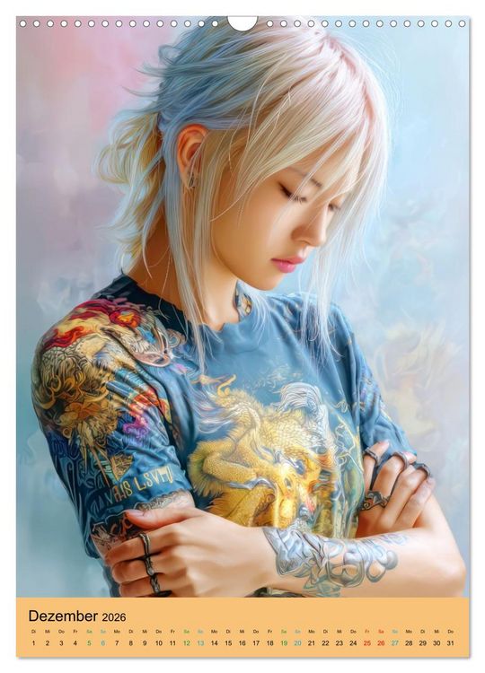Produktbild: Taatoo Frauen - Inspiriert von der Manga-&Auml;sthetik (Wandkalender 2026 DIN A3 hoch), CALVENDO Monatskalender