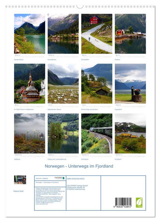 Produktbild: Norwegen - Unterwegs im Fjordland (hochwertiger Premium Wandkalender 2026 DIN A2 hoch), Kunstdruck in Hochglanz