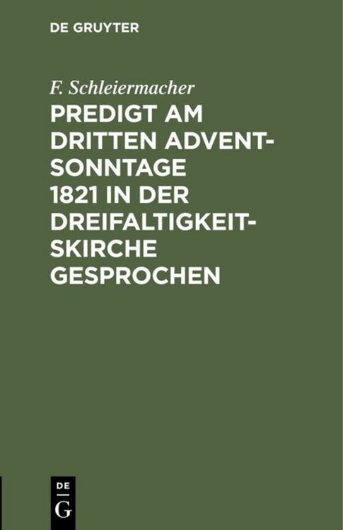 Produktbild: Predigt am dritten Advent-Sonntage 1821 in der Dreifaltigkeitskirche gesprochen