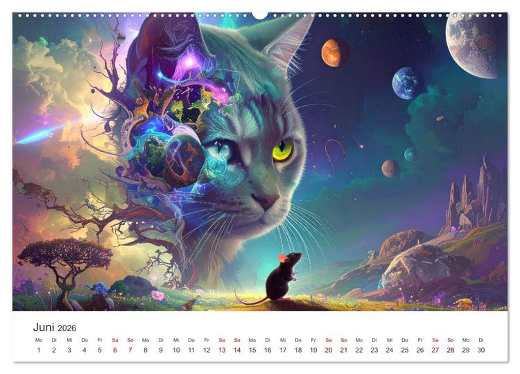 Produktbild: Kunst Katzen (Wandkalender 2026 DIN A2 quer), CALVENDO Monatskalender