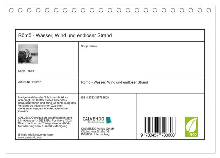 Produktbild: R&ouml;m&ouml; - Wasser, Wind und endloser Strand (Tischkalender 2026 DIN A5 quer), CALVENDO Monatskalender