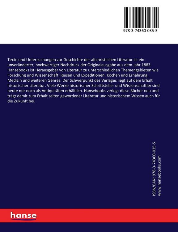 Produktbild: Texte und Untersuchungen zur Geschichte der altchristlichen Literatur
