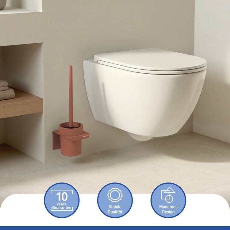 Produktbild: Turbo-Loc&reg; WC-Garnitur Mod. Lizan Braun, mit Silikon-B&uuml;rstenkopf, Befestigen ohne Bohren