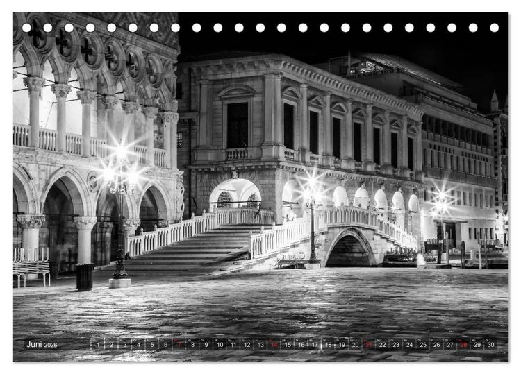 Produktbild: Leuchtendes Venedig &hellip;in monochrom (Tischkalender 2026 DIN A5 quer), CALVENDO Monatskalender