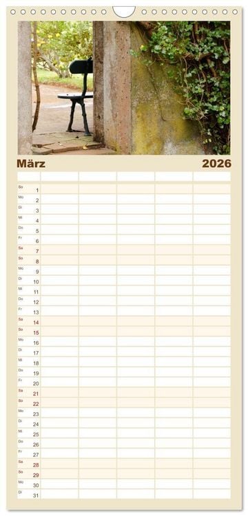 Produktbild: Familienplaner 2026 - B&auml;nke. In der Ruhe liegt die Kraft. mit 5 Spalten (Wandkalender, 21 x 45 cm) CALVENDO