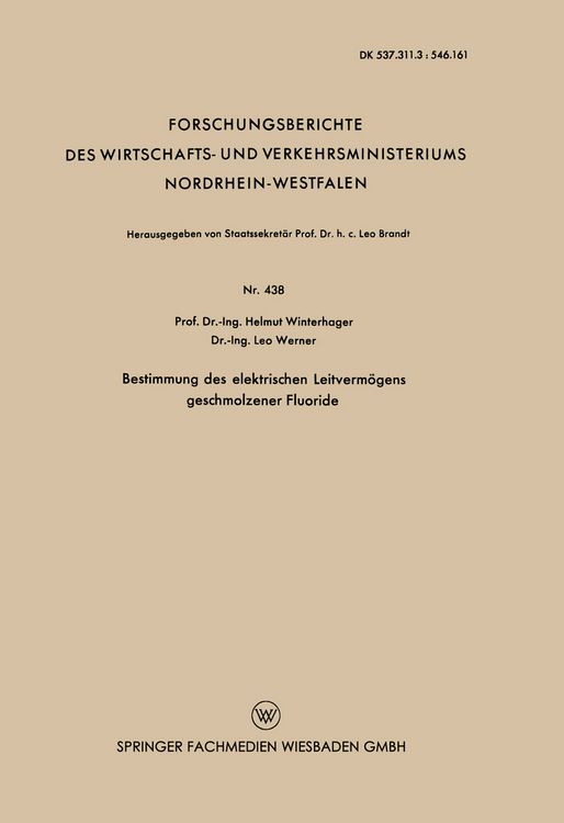 Produktbild: Bestimmung des elektrischen Leitverm&ouml;gens geschmolzener Fluoride