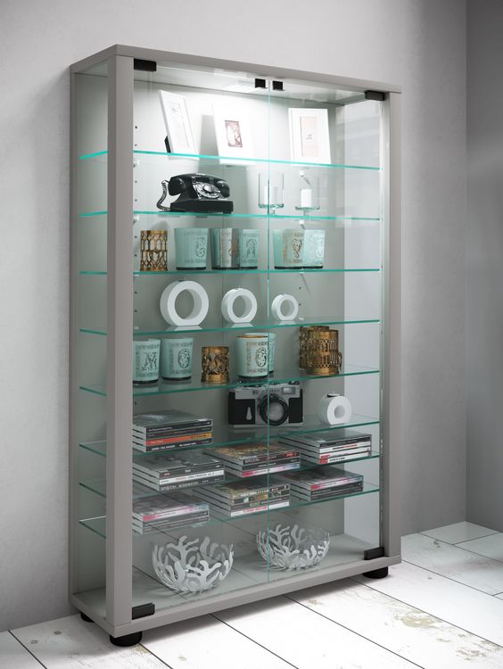 Produktbild: Holz Glas Stand Vitrine Sammelvitrine Lumo Mini