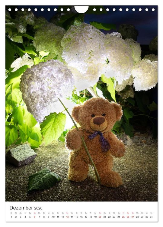 Produktbild: Travelling Teddy liebt Blumen und Bl&uuml;ten (Wandkalender 2026 DIN A4 hoch), CALVENDO Monatskalender