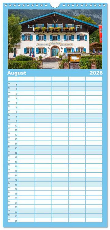Produktbild: Familienplaner 2026 - Dahoam in Bayern mit 5 Spalten (Wandkalender, 21 x 45 cm) CALVENDO