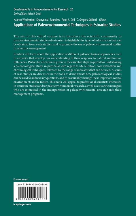 Produktbild: Applications of Paleoenvironmental Techniques in Estuarine Studies