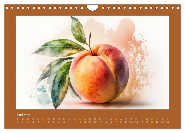 Produktbild: Fr&uuml;chte in Wasserfarben - Fruchtige KI-Kunst f&uuml;r das ganze Jahr (Wandkalender 2027 DIN A4 quer), CALVENDO Monatskalender