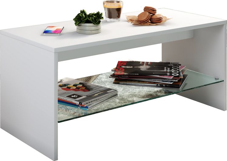 Produktbild: Holz Sofatisch Couchtisch Glas Wisal