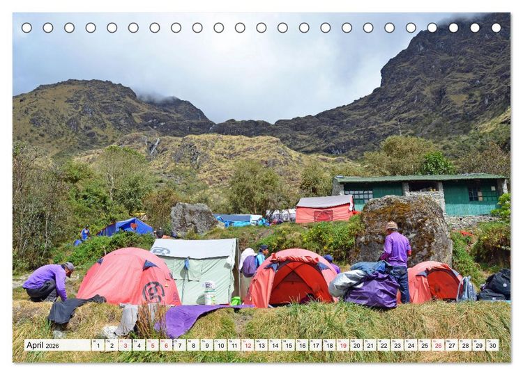Produktbild: Inka Trail und Machu Picchu, Trekking zur ber&uuml;hmten Inkastadt (Tischkalender 2026 DIN A5 quer), CALVENDO Monatskalender