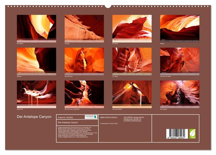 Produktbild: Der Antelope Canyon (hochwertiger Premium Wandkalender 2026 DIN A2 quer), Kunstdruck in Hochglanz