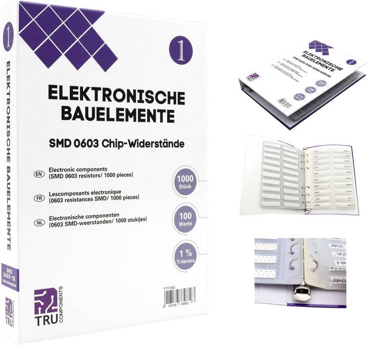 Produktbild: TRU COMPONENTS TC-6869408 TC-6869408 Sortiments-Album SMD 0603 0.1W 1% 1000 Teile