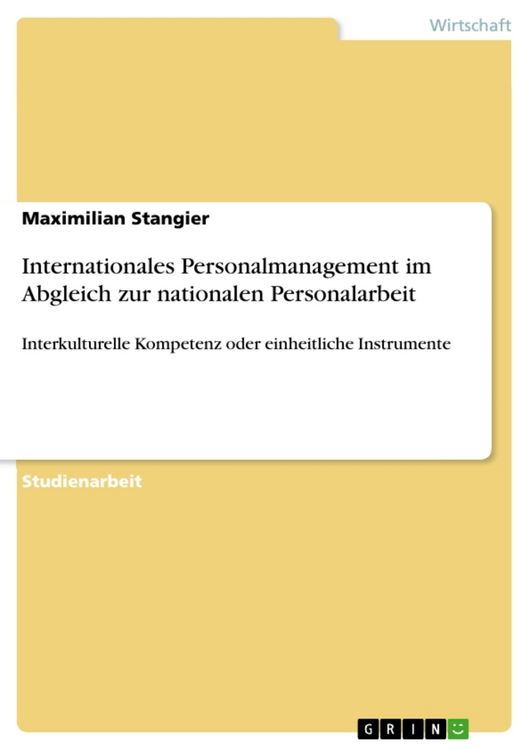 Produktbild: Internationales Personalmanagement im Abgleich zur nationalen Personalarbeit