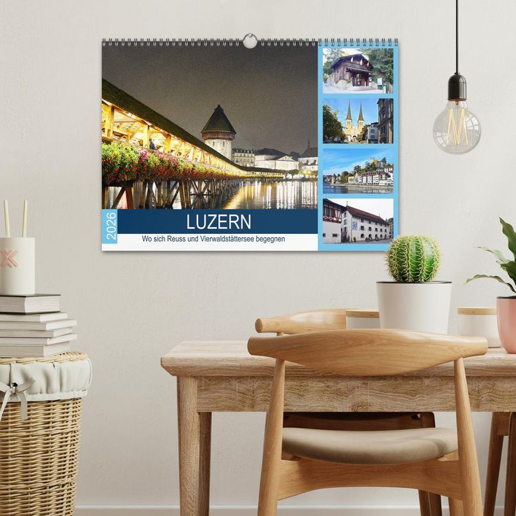 Produktbild: LUZERN Wo sich Reuss und Vierwaldst&auml;ttersee begegnen (Wandkalender 2026 DIN A3 quer), CALVENDO Monatskalender