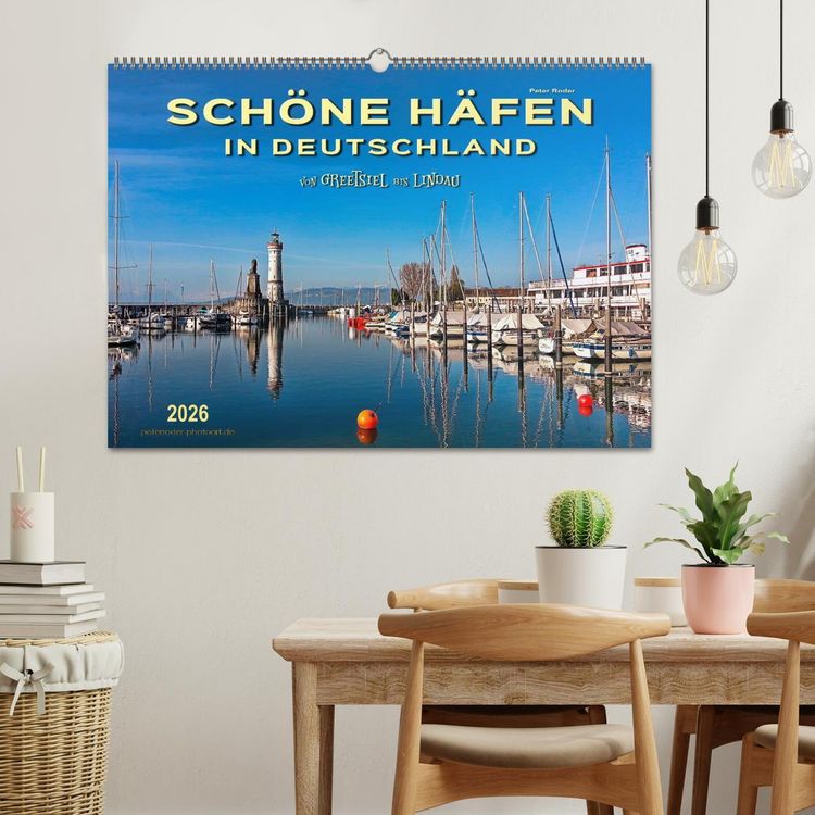Produktbild: Sch&ouml;ne H&auml;fen in Deutschland von Greetsiel bis Lindau (Wandkalender 2026 DIN A2 quer), CALVENDO Monatskalender